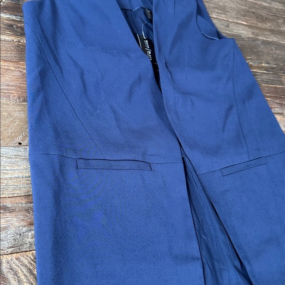 White House Black Market navy blue poly spandex long line open vest NWT SIZE 4 - Picture 8 of 11